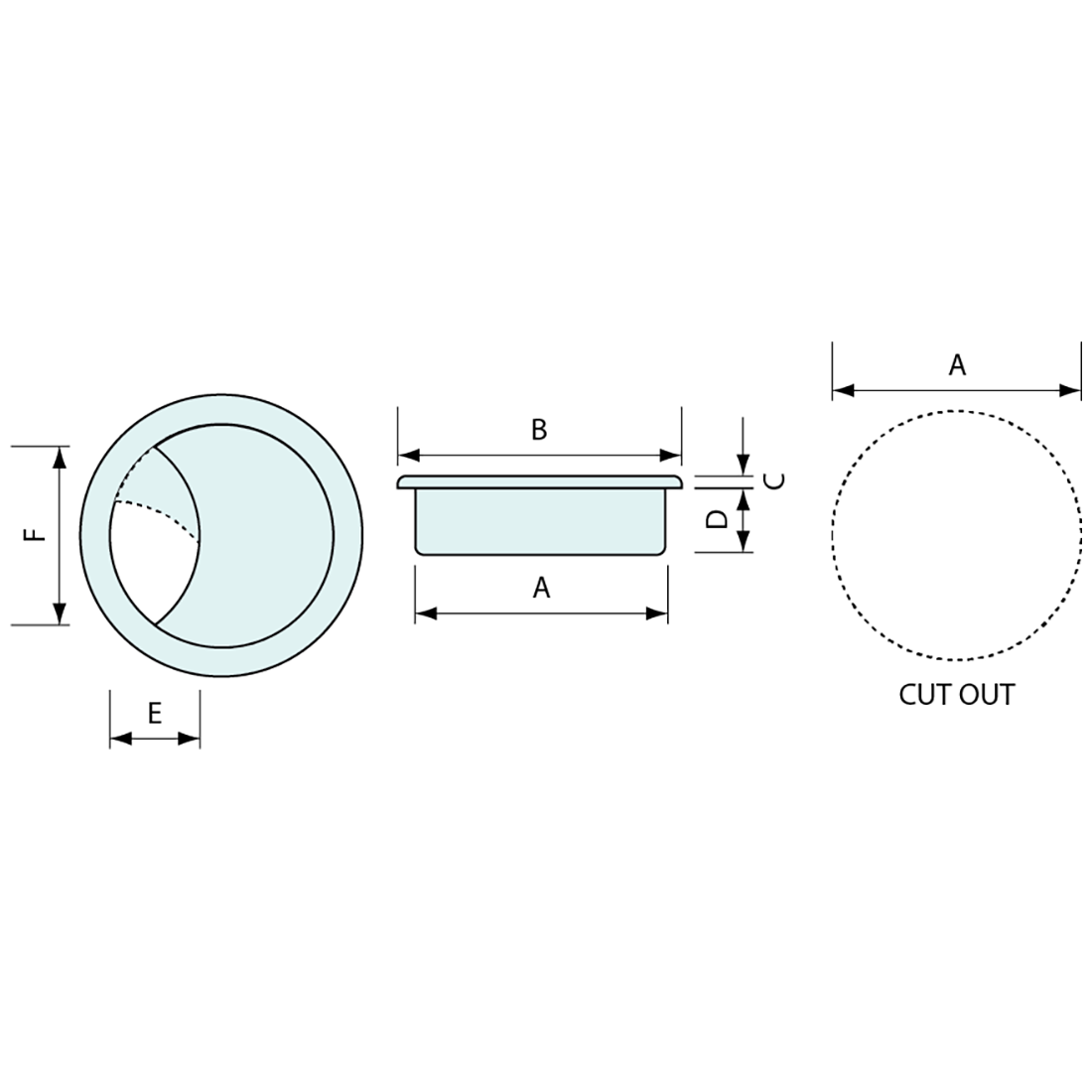 Cable Entry Cover Thermoplastic Black 60mm